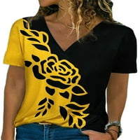 Bomotoo Ženska majica kratkih rukava s kratkim rukavima Cvjetni print majica Bohemian Pulover Loungewer