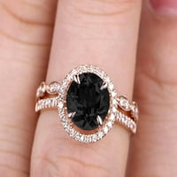 2. Carat okrugli rez crni dijamantni moissine 10k ružičastog zlatnog vjenčanika set pola vječne prstene