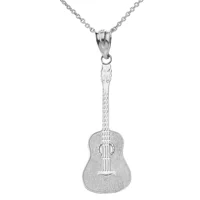 Rock band akustična gitarska privjesak ogrlica u srebru sterlinga - privjesak sa 20 lancem