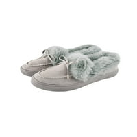 Lacyhop Ženska zimska Bowknot Mokasinske papuče Topli sniježni boot casual loafer stanovi platforme