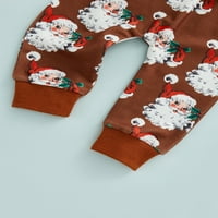 Wybzd Božićna toddler Baby Boy Girl Odjeća Santa Claus Ispis dugih rukava Duge hlače odijelo