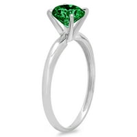 2.5ct okrugli rez dragocjeni dragulj zeleni simulirani smaragd pravi 18k bijeli zlatni robotski laserski
