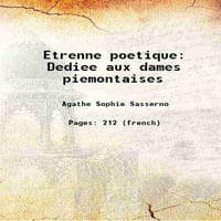 Etrenne Poetique Dediee Au Dames Piemontaises 1856