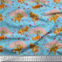 SOIMOI pamučna kamerska tkanička tkanina, cvjetni i jeleni za životinje dekor od tiskanog dvorišta široko