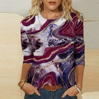 Ženska mramora bluza za ispis Mekane košulje od tunike grafičke majice Crewneck Teers Ljetni modni vrhovi