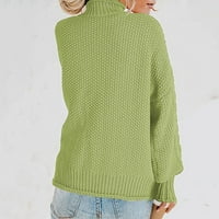 Vivianyo HD Zimski džemperi za žene plus veličine Žene Casual Soild Dugi rukav debeli pleteni pulover Turtleneck džemper kaput bljeskalica Picks mint zelena