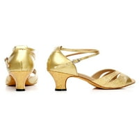Gomelly Women Chunky Heels Glitter performanse cipele Peep toe plesne cipele Neklizajuća haljina Sandale