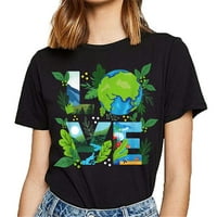 Love Earth Graphics Majica Zemlja Dan majica Žene Muškarci Ležerne majice Vrhovi poklon tee crni medium