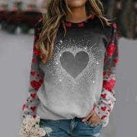 Podplug ženski povremeni okrugli vrat dugih rukava pulover za Valentinovo tiskani majica TOP TOW Valentinovo