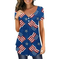 Žene američke majice zastava Star Striped majica 4. srpnja vrhova dan neovisnosti Tunic TOP tipka za