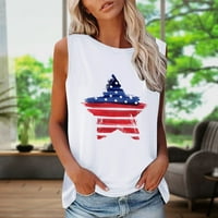 Američki zastava Torbi za žene Patriotska majica 4. srpnja TOP STARS Stripes Print majica bez rukava