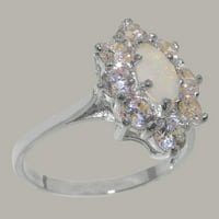Britanci napravio 10k bijeli zlatni prirodni prsten i prsten za izjavu o žaru i cirkoniji - veličine