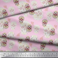 Soimoi ružičasti poliester Crepe tkanina umjetnica šarena lobanja tiskana tkanina širom