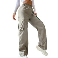 Qianha Mall Žene teretne hlače Elastični struk Ravni poklopac Pocket Hip Hop Široko noge Streetwear