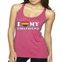 Divlji Bobby Volim svoju djevojku Pride LGBT ponos ženski tri-mješavi trkački rezervoar, vintage ružičasta,