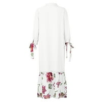 Ljetne haljine za žene cvjetni linijski linijski temperament za ruke Putovanje rubljenja izrez bijele