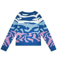 kpoplk Ženski džemper rumen za žene casual pad dukseri ugodni pleteni pulover džemper vrhovi plave boje