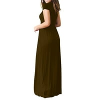 Prilagođeni žene O vrat Casual džepovi kratki rukav dress dress haljina