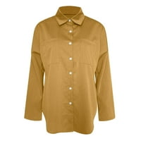 Ženska dugmeta Down Bluze Ladies T Majica Modni labavi traper košulja džep dugih rukava Ležerna majica