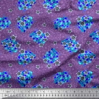 Soimoi Green Rayon Crep tkanina Aster & Lavanda Plava cvjetna cvjetna tiskana tkanina od dvorišta široka