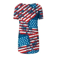 Ženski dan neovisnosti Okrugli bluza za zatvaranje kratkih rukava Majica TOPS Holiday Top Ležerne prilike