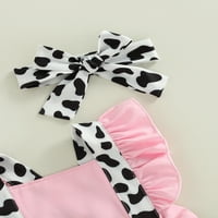 Calsunbaby Ljetni novorođenčad za djecu za djecu Romper krava spajanje luk ukras muha rukave suspender