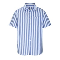 Muške havajske košulje Striped Print kratki rukav dolje Down majica Summer Casual Comfy majica Lapel Pocket majica