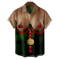 Taotanxi Men Casual tipke Plaža Božićne ispis Isključivanje kratkih rukava majice za bluze za muškarce
