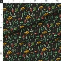 Tkanina od kašike - studija tamno biljna cvijeća cvjetna botanicanska tiskana na presvlakom Velvet tkaninska