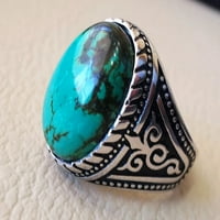 Tibetanski tirkizni prsten, srebrni prsten, srebrni prsten, očev dan, prirodni tirkizni, decembar roštilj, prsten, teški muški prsten, duhovni izliječenje dragulja, božićne ring