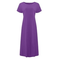 Ženske haljine Dužina gležnja kratki rukav casual maxi puna ljetna okrugla Dress Dress Purple 3xl