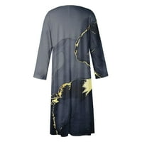 HHEI_K Ženske padajuće haljine Ženski casual crew-vrat Print Mid-Duljina Džepna haljina