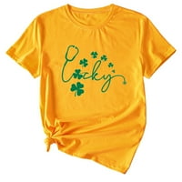 Hanas vrhovi ženski ul. Patrickov dan zeleni kratki kratki kratki ružini majica Blouse Yellow XXL