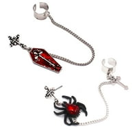 Gothic Punk crveni pauk poprečno lijek srebrna završna obrada dugih lanačkih uši manžetnih visećih minđuša