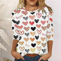 Ženske majice Vrhovi ženskih Valentinova ljubav tiskali su tri četvrtine rukave za okrugli izrez na
