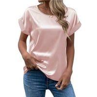 Ljetne bluze plus veličine kratkih rukava satenske svilene majice Business casual sakrij trbuh Henley