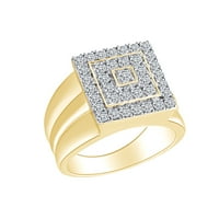 Okrugli oblik simulirani bijeli kubni cirkonijski muški kvadratni prsten 10k čvrsto zlato