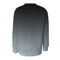Puntoco Plus Veličina Vrhunska klirensa, ženska tiskana labava majica dugih rukava bluza vrhovi siva