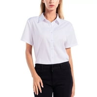 Ženski gumb s kratkim rukavima dolje majica Službena bluza ovratniku Osnovna jednostavna haljina majica,