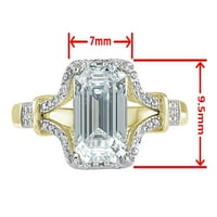 Star K Octagon Emerald Cut Plated Pink Sapphire Vintage Look Split Shank prsten u kt žutu zlatnu veličinu