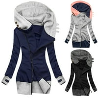 Ženska modna čvrsta jakna Zipper džepni duks dugih rukava za kaput dame jakna 【Clear】