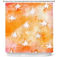Tuš zastove 70 73 iz Dianoche dizajna Marleyja Ungaro - Artsy Narančaste zvijezde