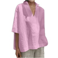 Ljetni vrhovi za žene Trendy s kratkim rukavima slobodne udobne majice Tuničke ležerne pamučne košulje