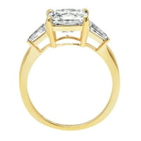 CT Asscher Clear Simulirani dijamant 18k žuti zlatni gravirajući izjavu godišnjica Angažovanje vjenčanja