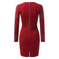 Ladies Club Hot Bušilica V izrez Dugi rukav Haljina haljina Ženske haljine Red XL