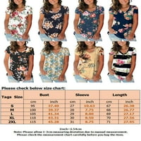 Nizieer Women Majica kratki rukav Ljetni vrhovi cvjetni print majica modna tunika bluza v izrez TEE
