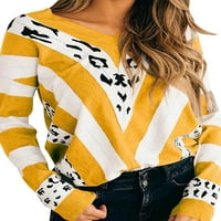 Ženski džemper V-izrez Pleteni pulover dugih rukava za dugi rukav vrhovi pletenje