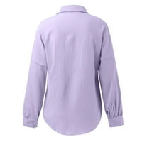 Entyinea Žene na vrhu Ležerne prilike dugih rukava s rebrastom majicom Purple M