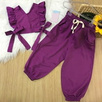 Djevojke toddlera Ljeto Solid Boja vrhovi hlače odijelo odjeća set za djecu Set odjeće Set 6