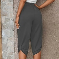 Fartey Womens široke noge Capri hlače plus sise elastični džepovi visokog struka pantalone za opuštanje